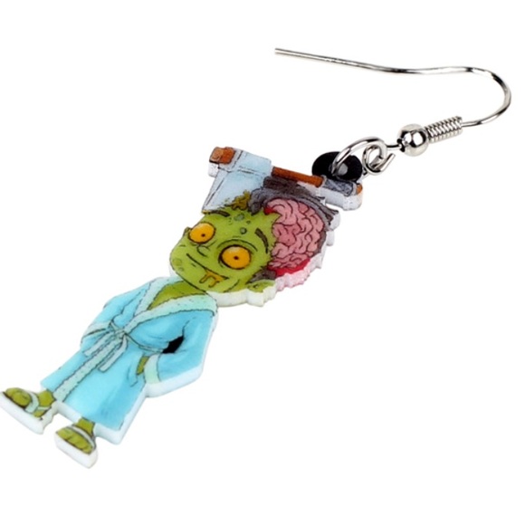 Bathrobe Zombie Acrylic Earrings Halloween - Picture 5 of 7